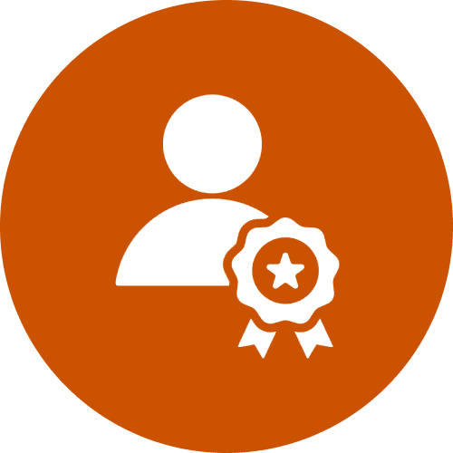 User icon with award badge